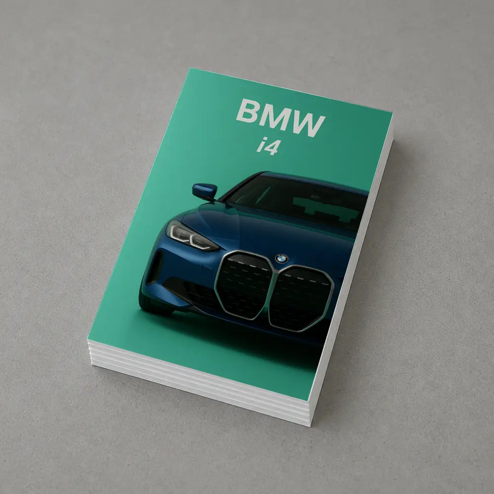 BMW i4 Front View Green Background – Postcards
