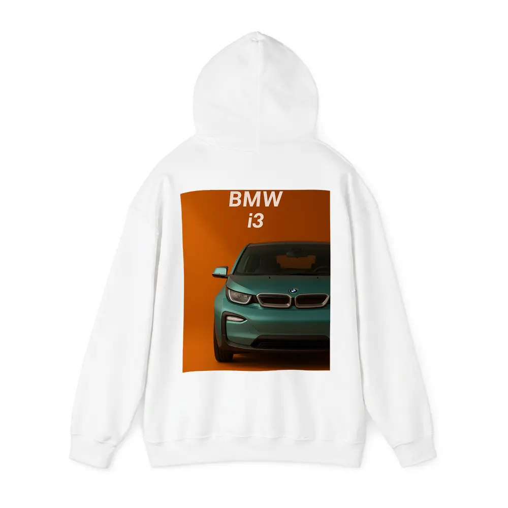 BMW i3 Electric Car Orange Background Art – Hoodies