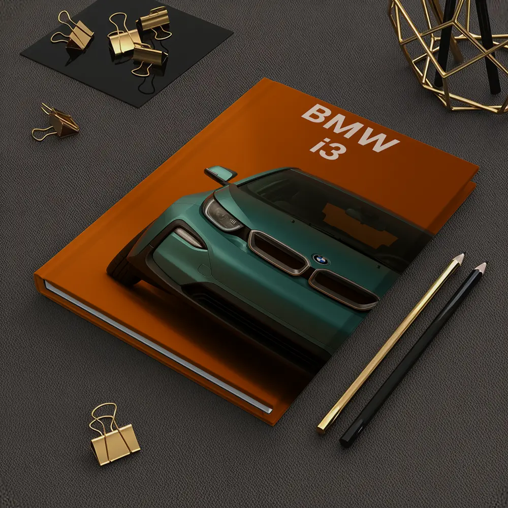 BMW i3 Electric Car Orange Background Art – Notebooks