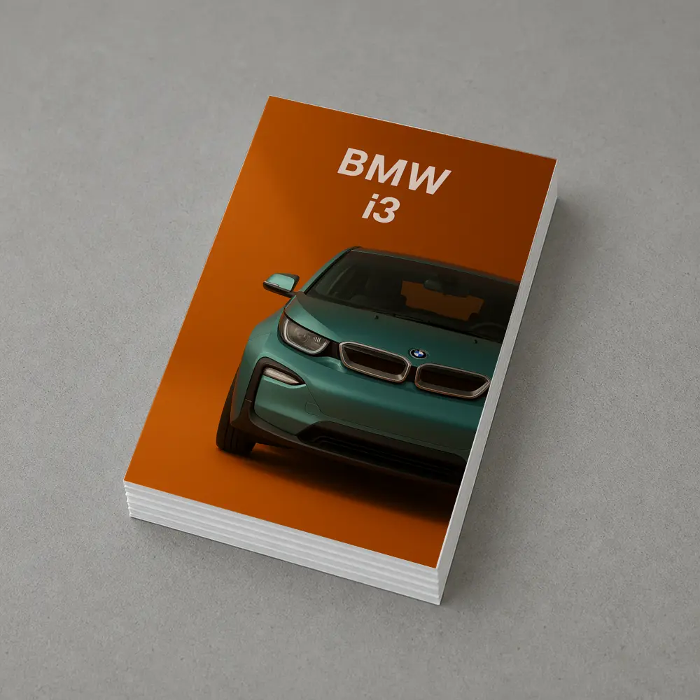 BMW i3 Electric Car Orange Background Art – Postcards