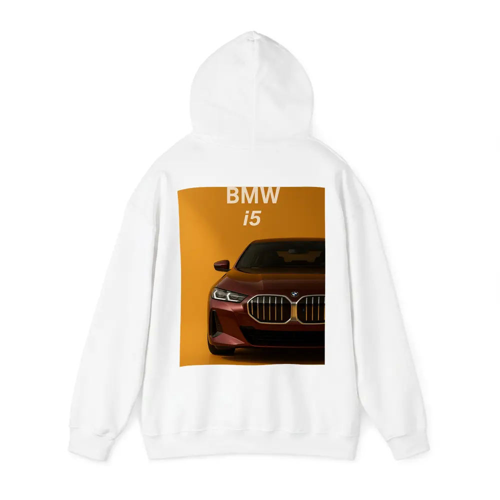 BMW i5 Front View Orange Background – Hoodies
