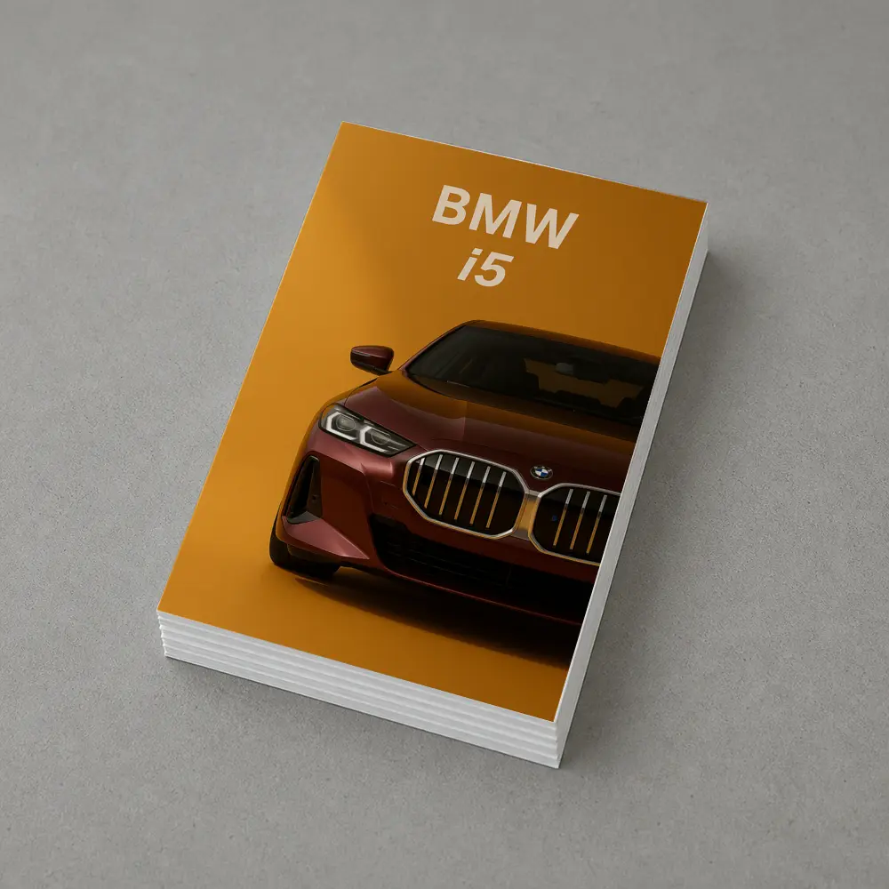 BMW i5 Front View Orange Background – Postcards