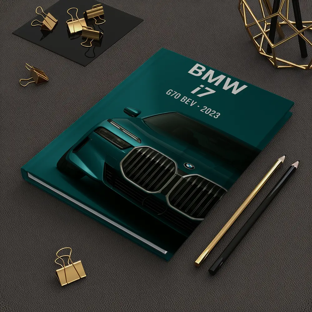 BMW i7 G70 Electric Sedan Teal Background – Notebooks