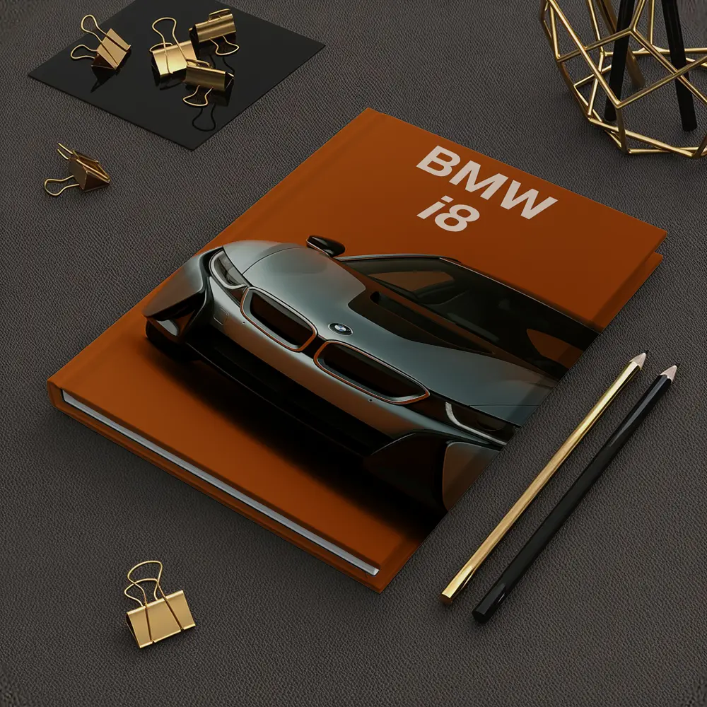BMW i8 Sports Car Orange Background – Notebooks