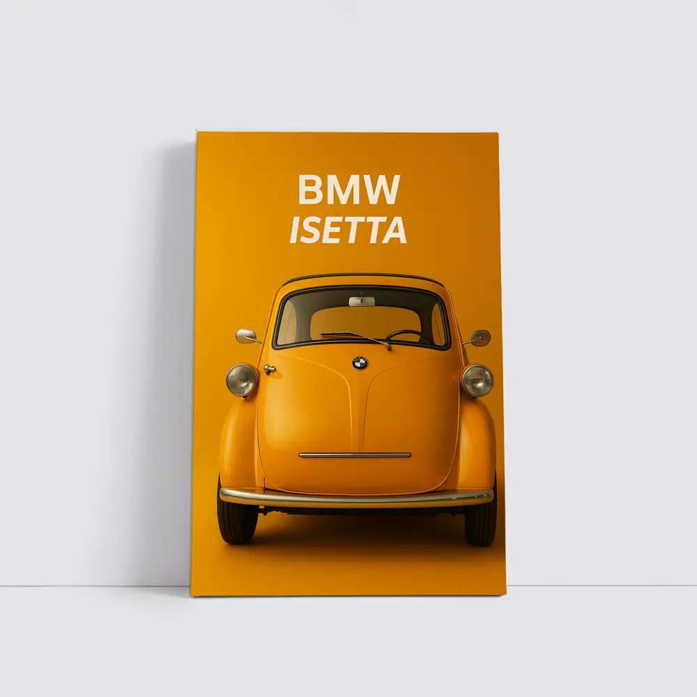 BMW Isetta Classic Car Orange Background – Wall Art