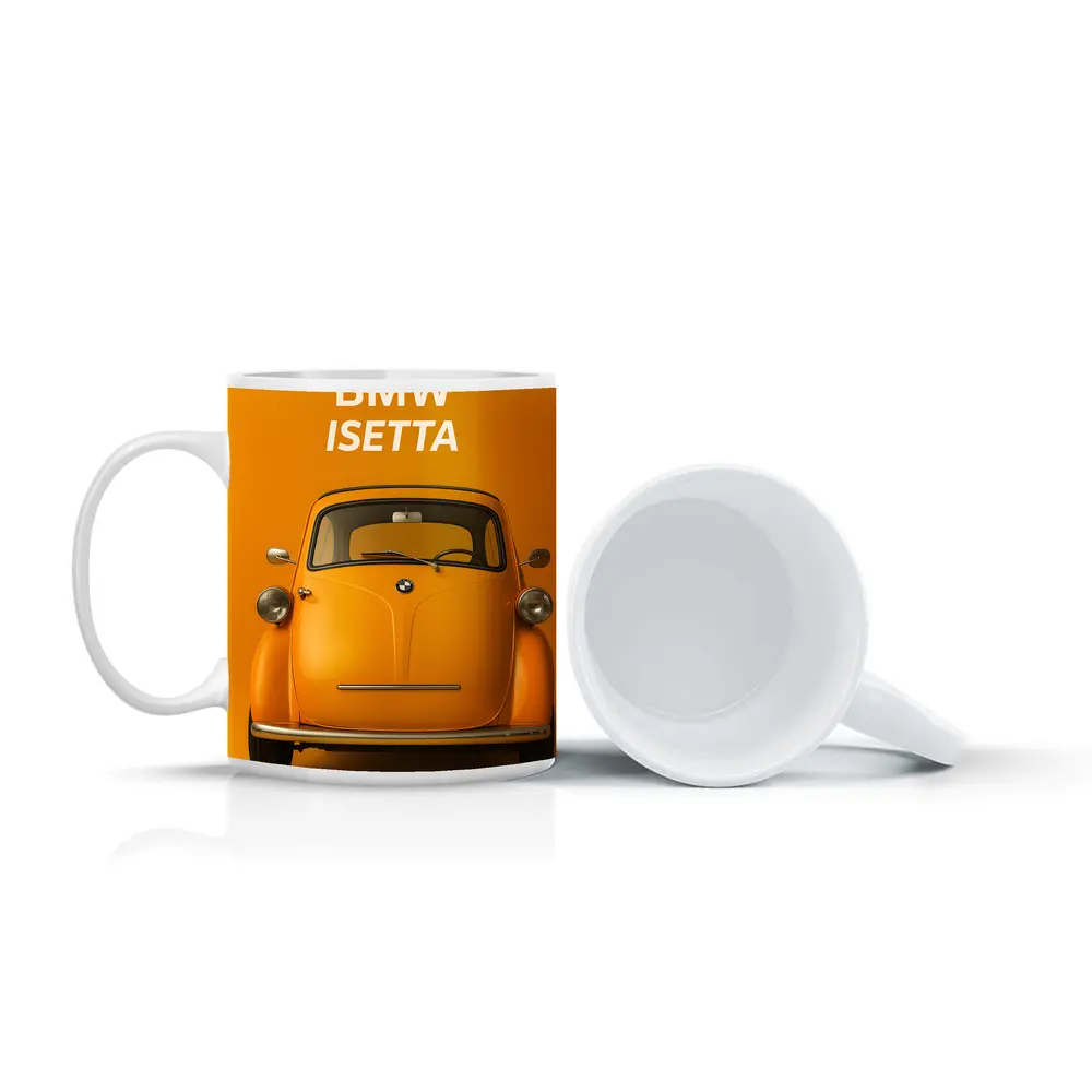 BMW Isetta Classic Car Orange Background – Mugs