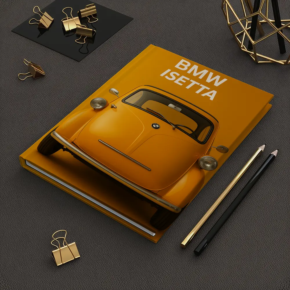 BMW Isetta Classic Car Orange Background – Notebooks