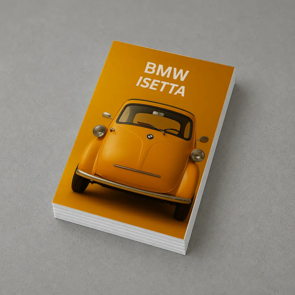BMW Isetta Classic Car Orange Background – Postcards