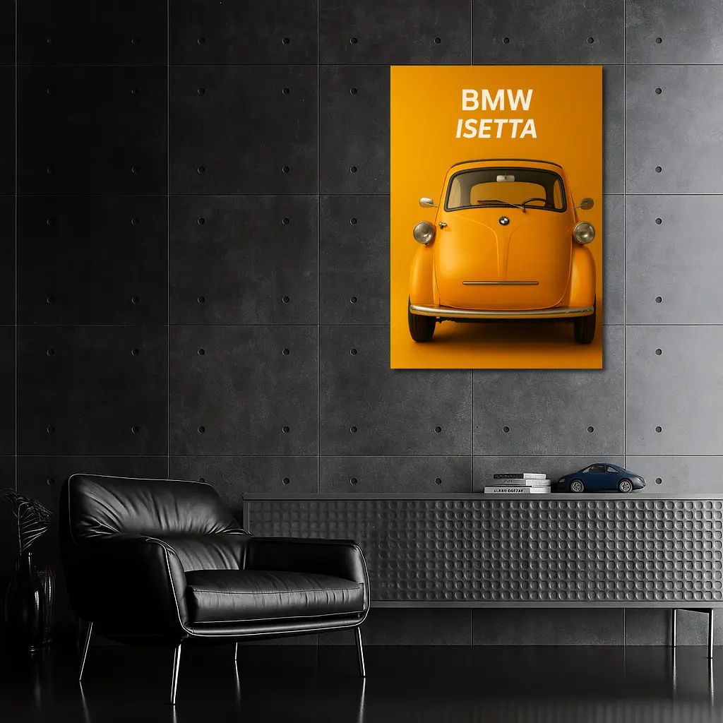 BMW Isetta Classic Car Orange Background – Wall Art