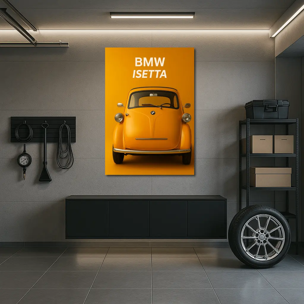 BMW Isetta Classic Car Orange Background – Wall Art