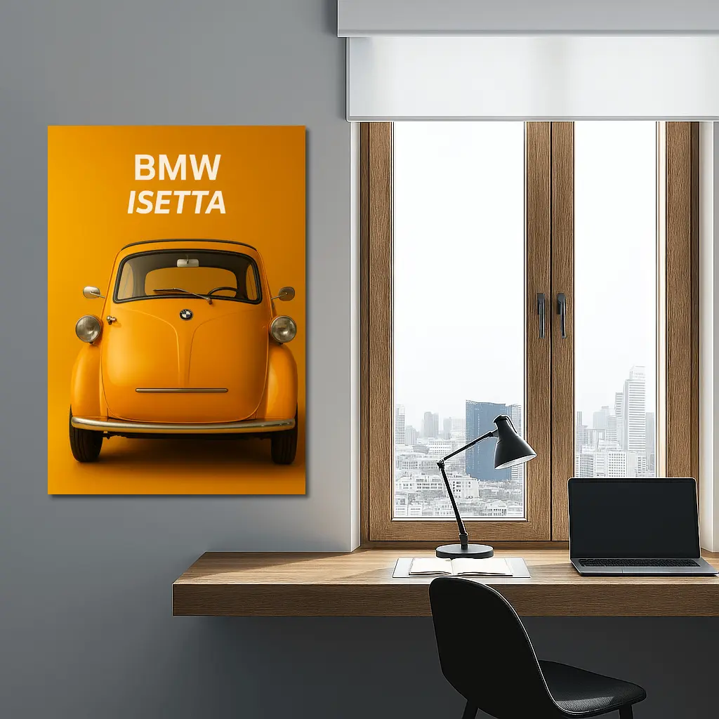 BMW Isetta Classic Car Orange Background – Wall Art