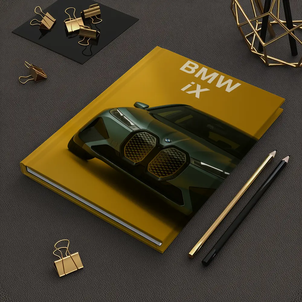 BMW iX Front View Yellow Background – Notebooks