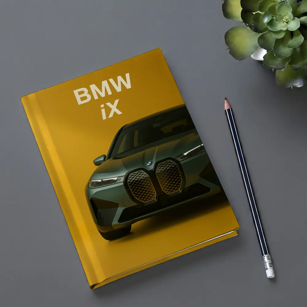 BMW iX Front View Yellow Background – Notebooks