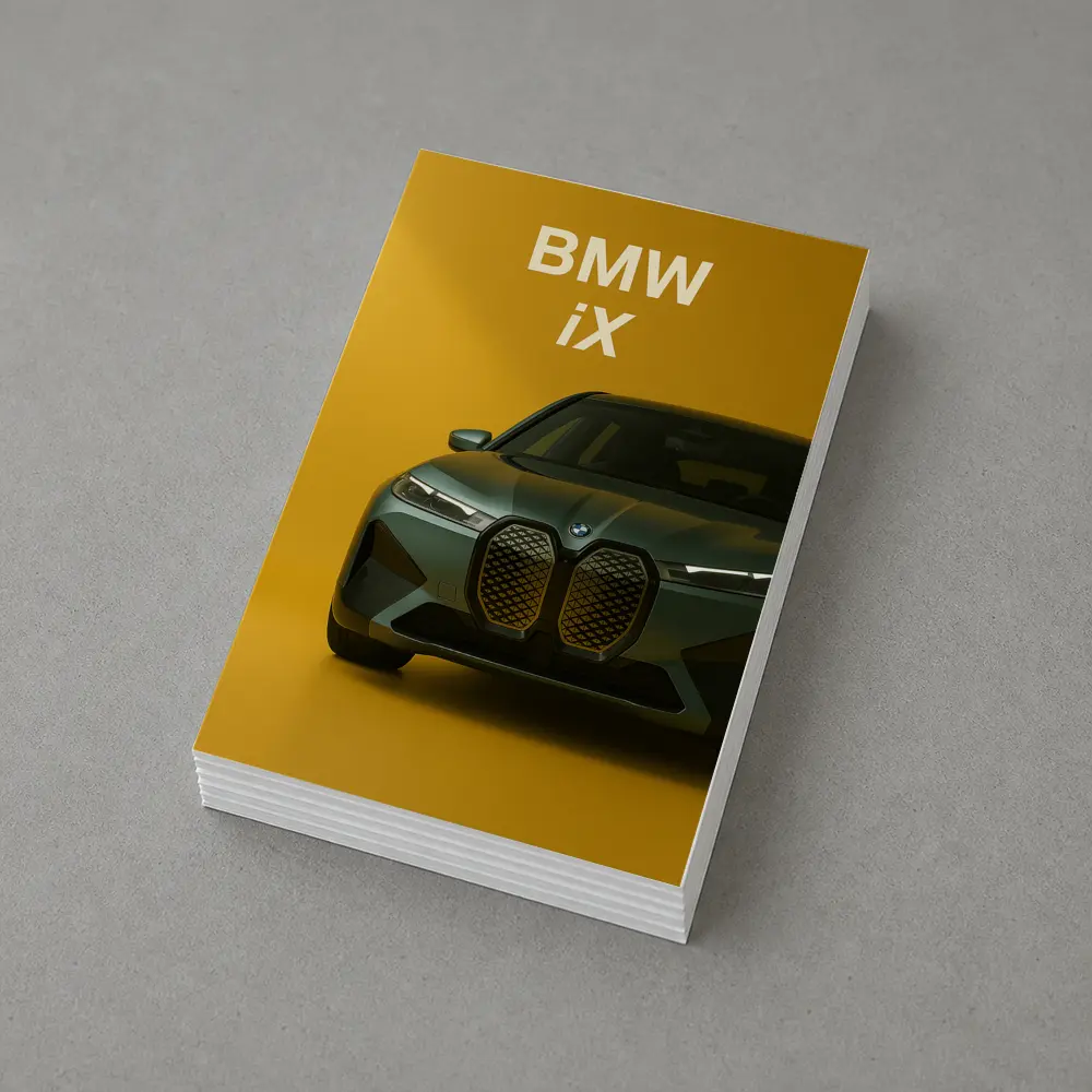 BMW iX Front View Yellow Background – Postcards