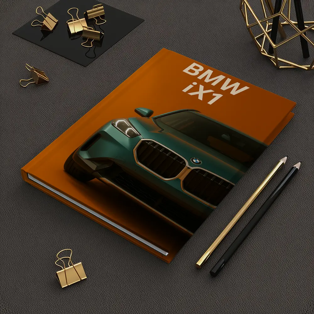 BMW iX1 Front View Orange Background – Notebooks