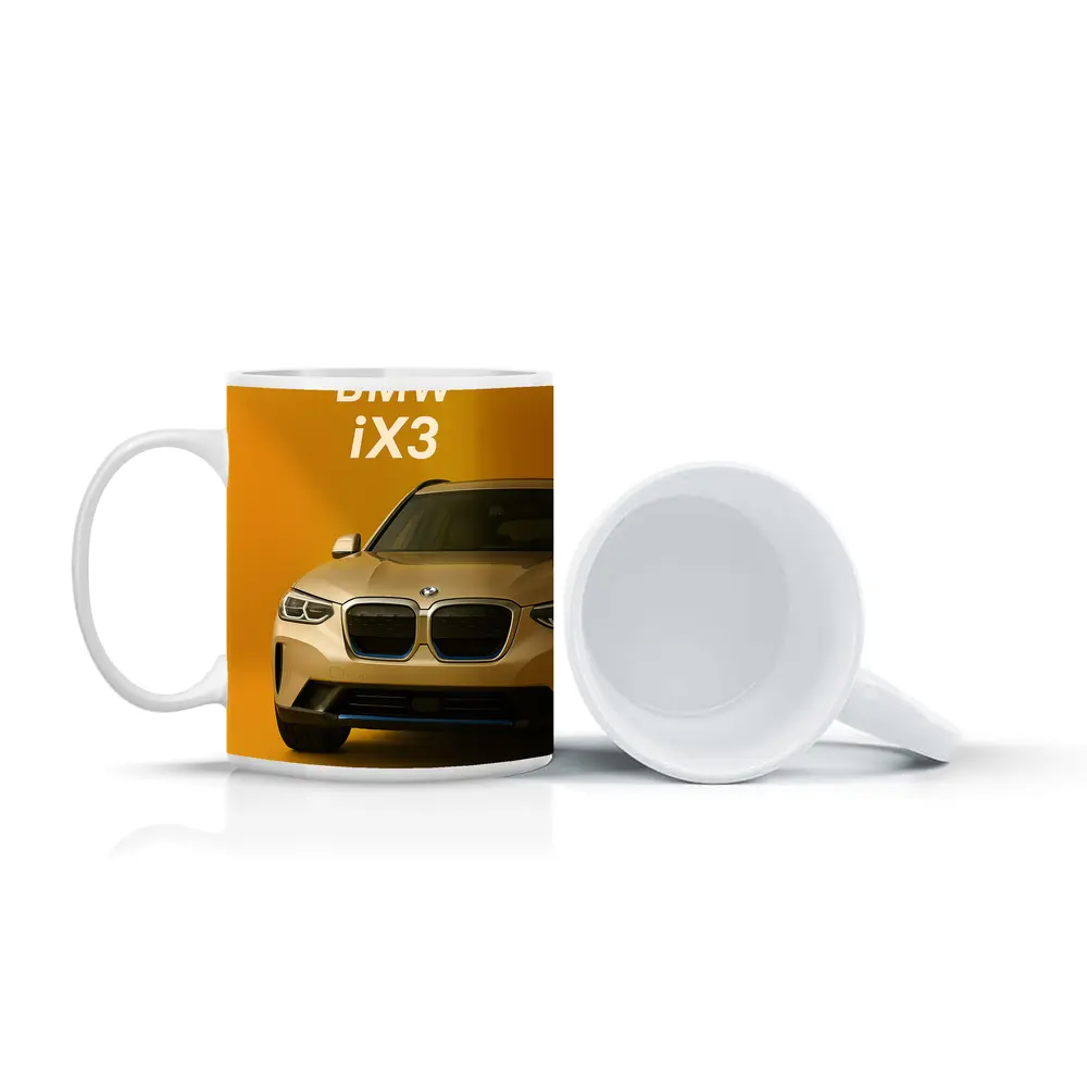 BMW iX3 Electric SUV Yellow Background – Mugs