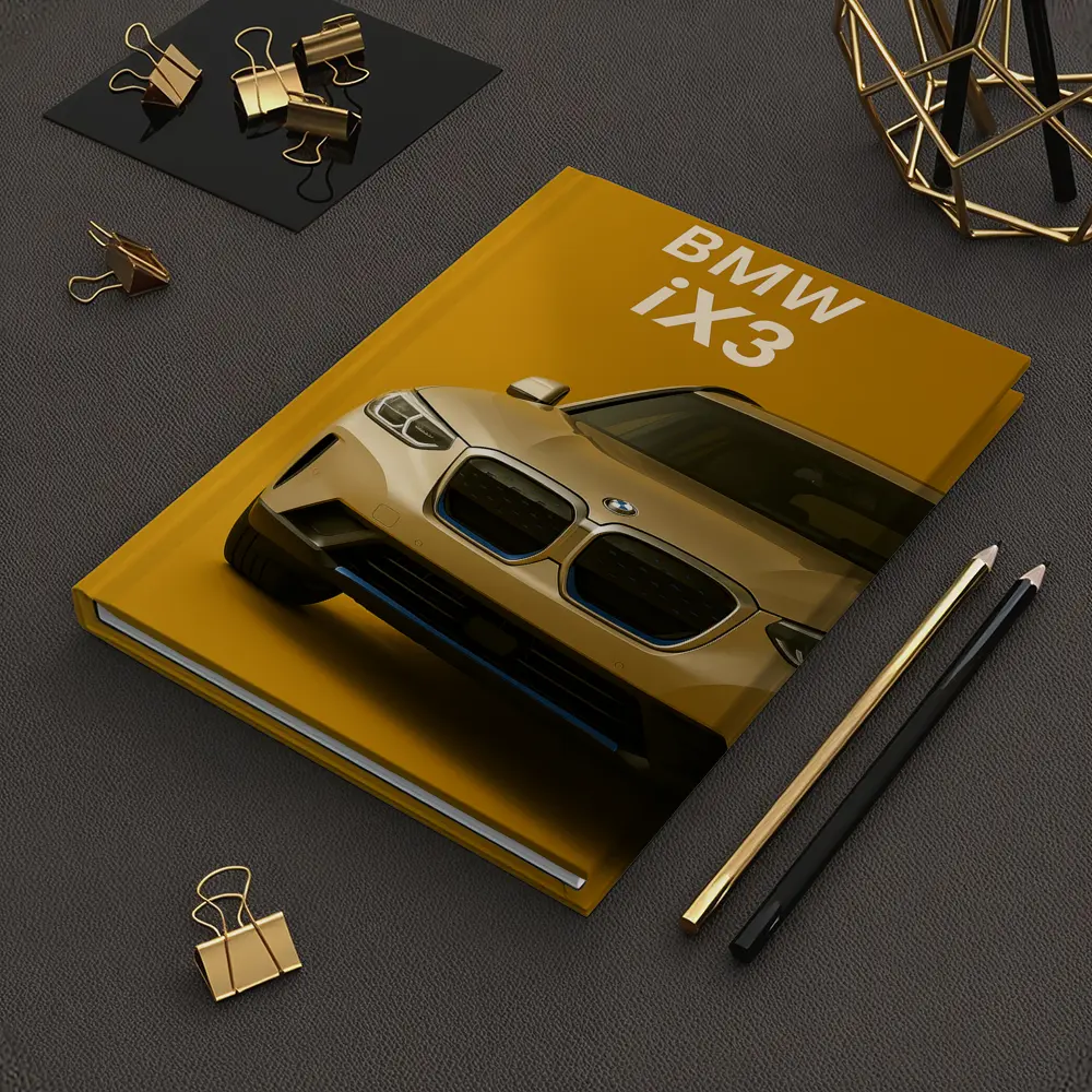BMW iX3 Electric SUV Yellow Background – Notebooks