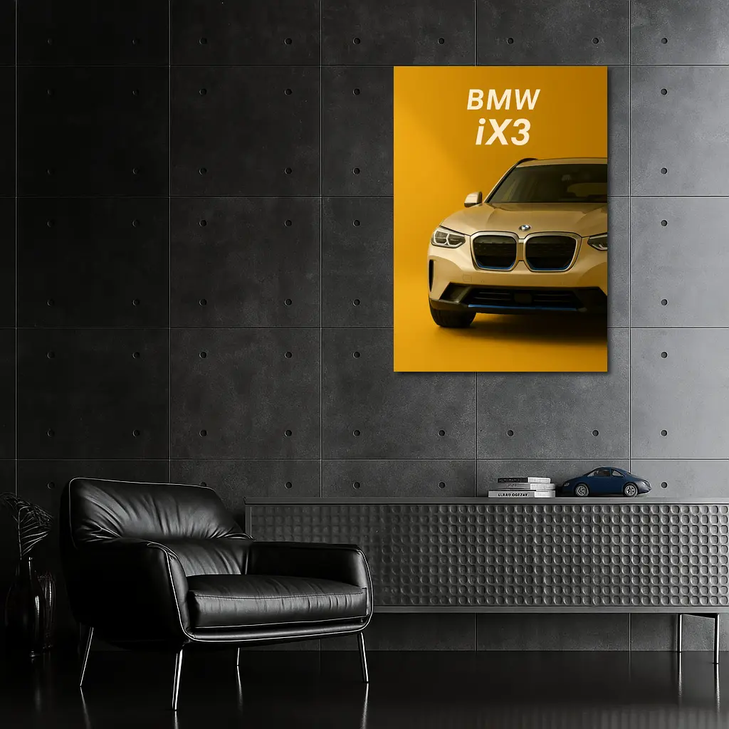 BMW iX3 Electric SUV Yellow Background – Wall Art