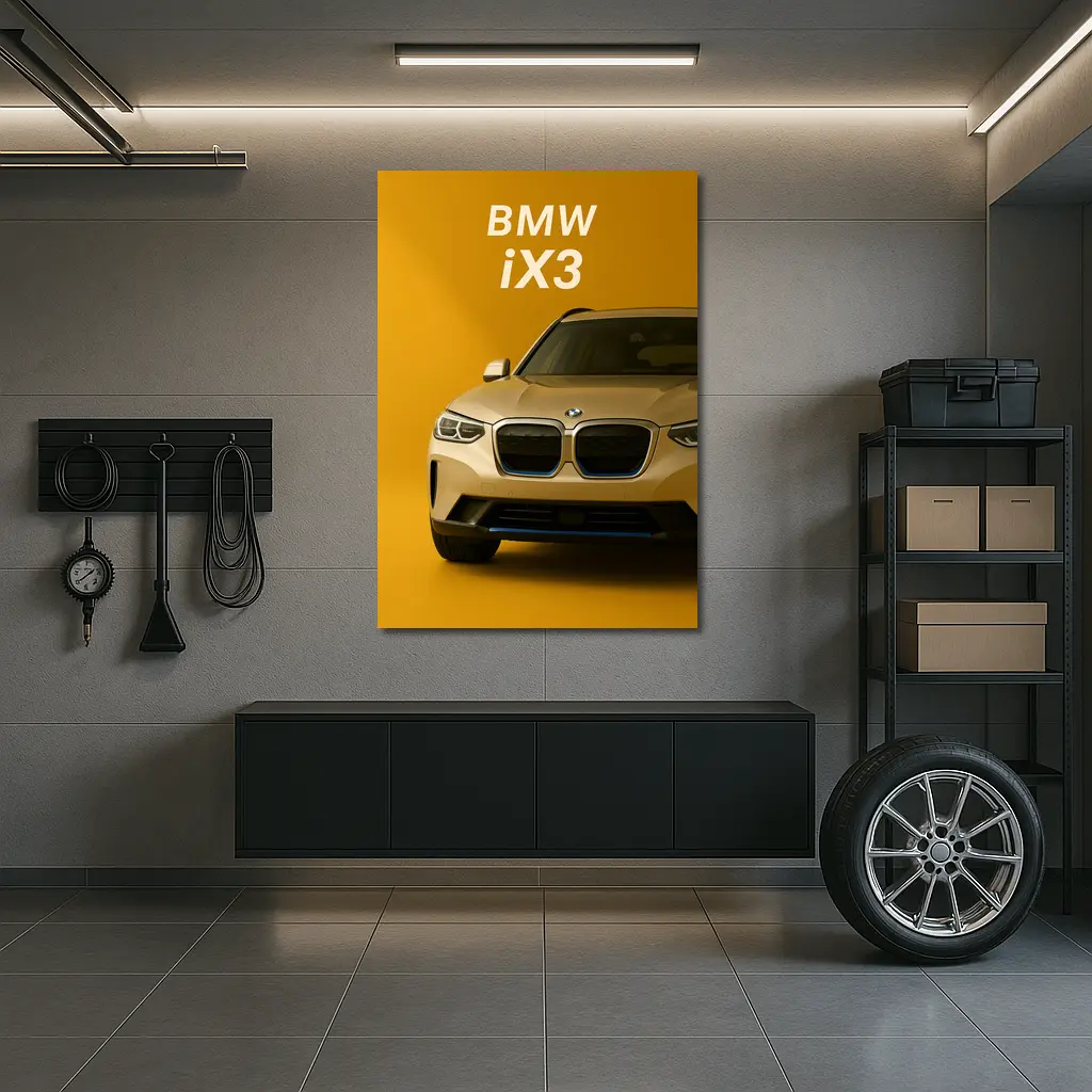 BMW iX3 Electric SUV Yellow Background – Wall Art