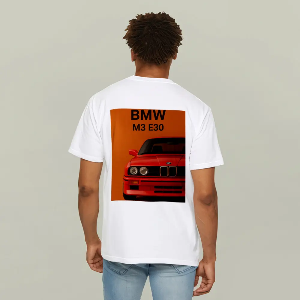 BMW M3 E30 Red On Orange Background – T-Shirts