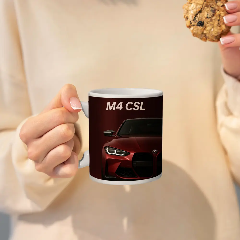 BMW M4 CSL Dark Red Minimal Art – Mugs