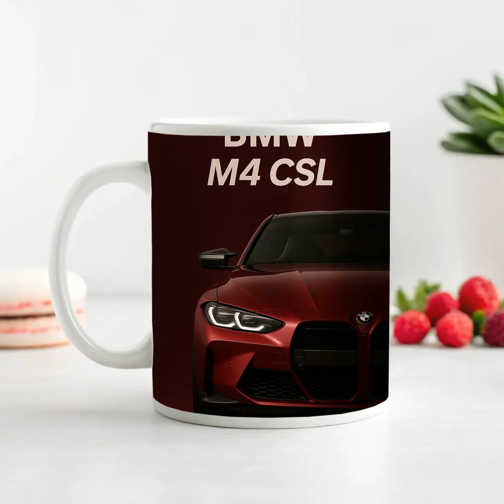 BMW M4 CSL Dark Red Minimal Art – Mugs