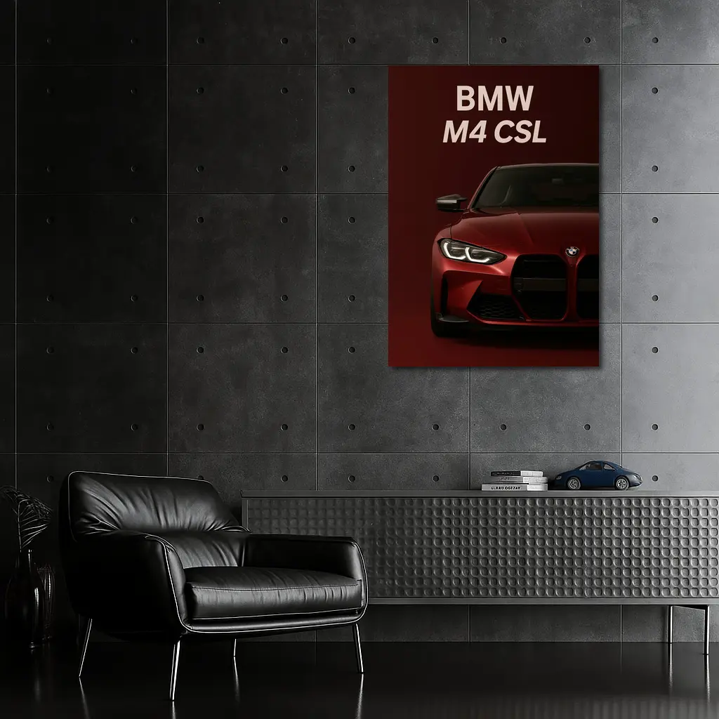 BMW M4 CSL Dark Red Minimal Art – Wall Art