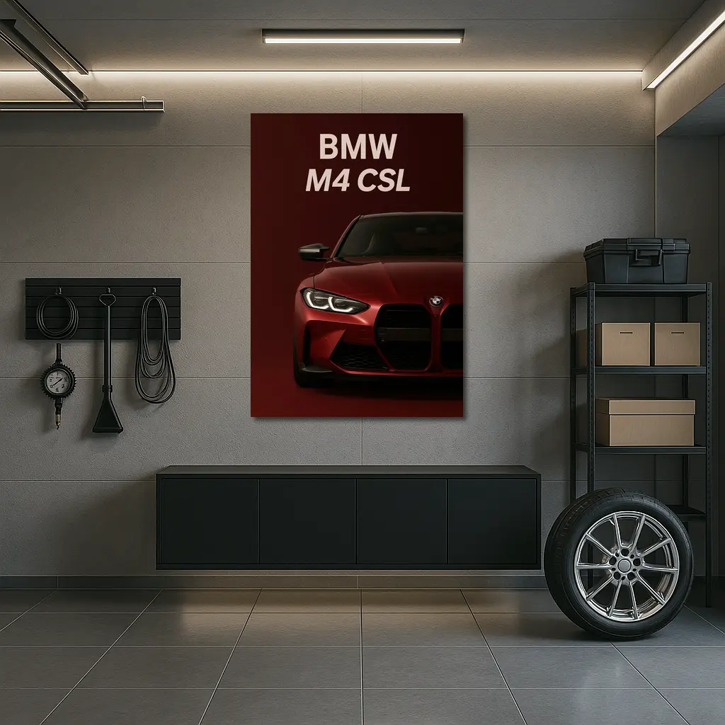 BMW M4 CSL Dark Red Minimal Art – Wall Art