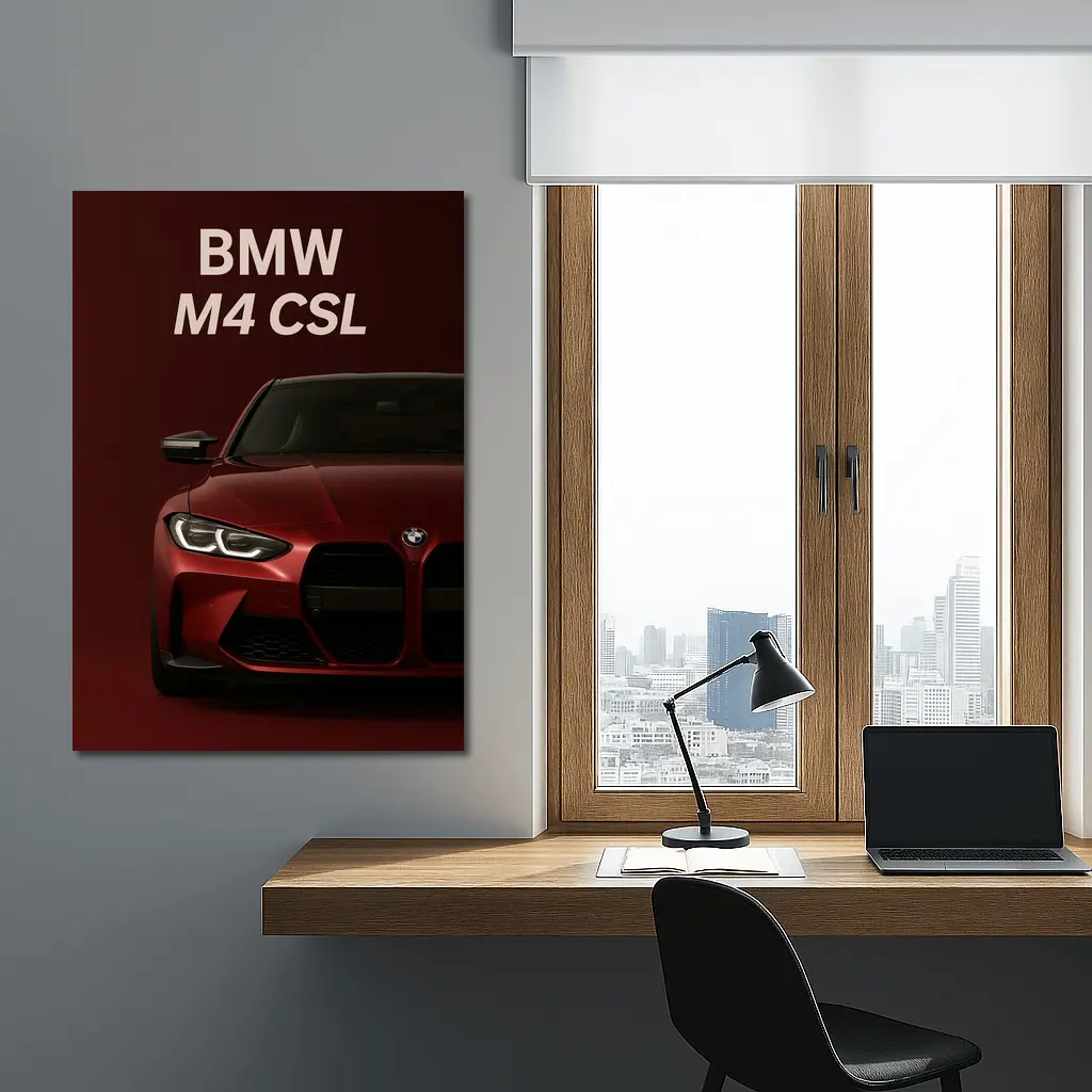 BMW M4 CSL Dark Red Minimal Art – Wall Art