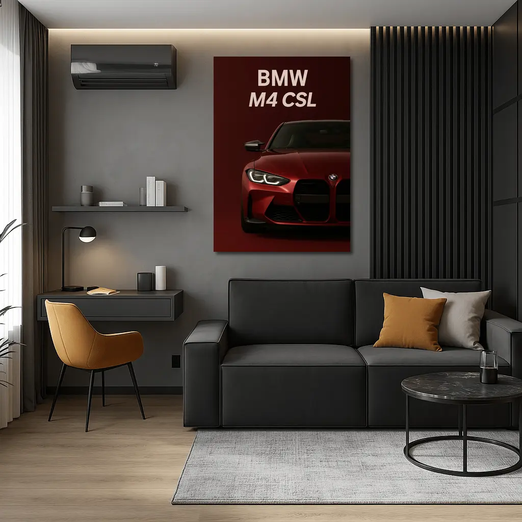BMW M4 CSL Dark Red Minimal Art – Wall Art