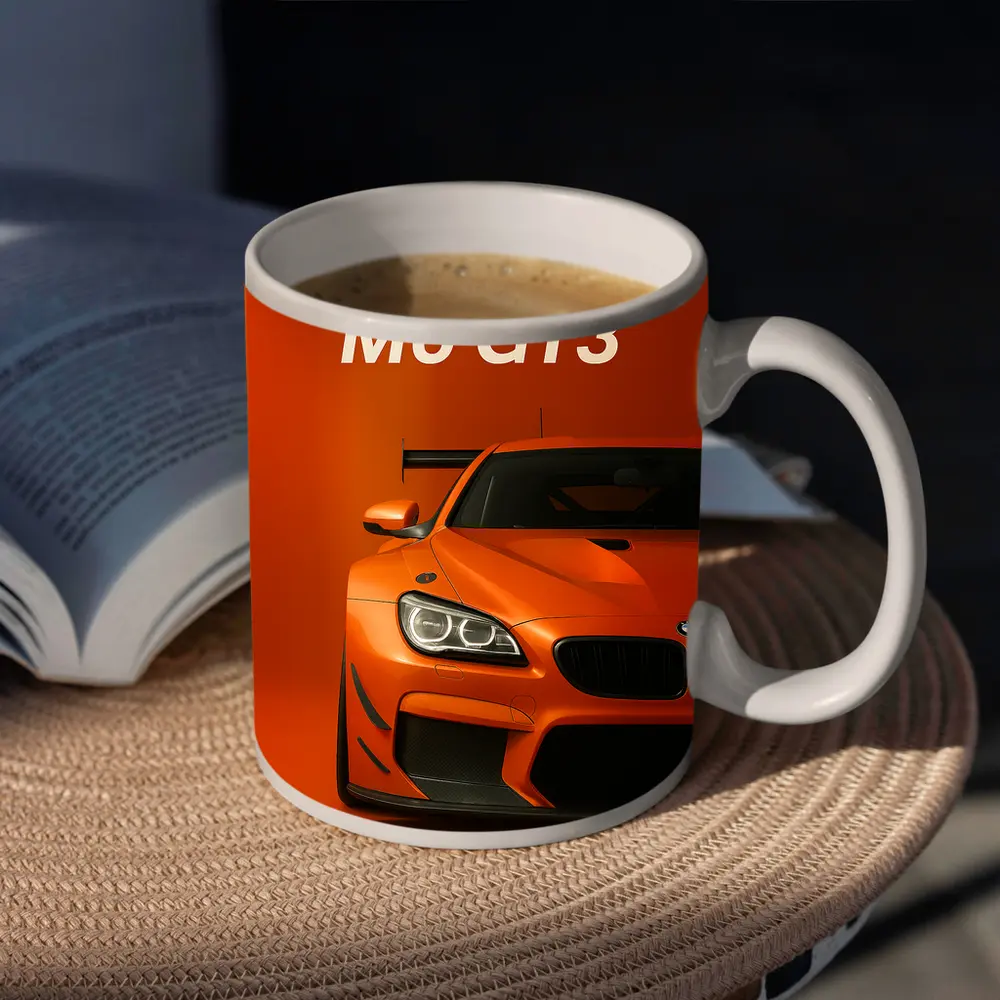 BMW M6 GT3 Orange Racing Car Art – Mugs