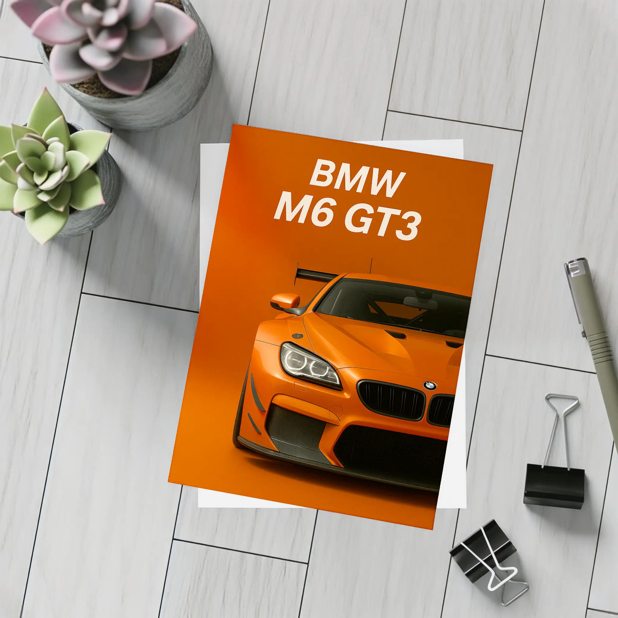 BMW M6 GT3 Orange Racing Car Art – Postcards