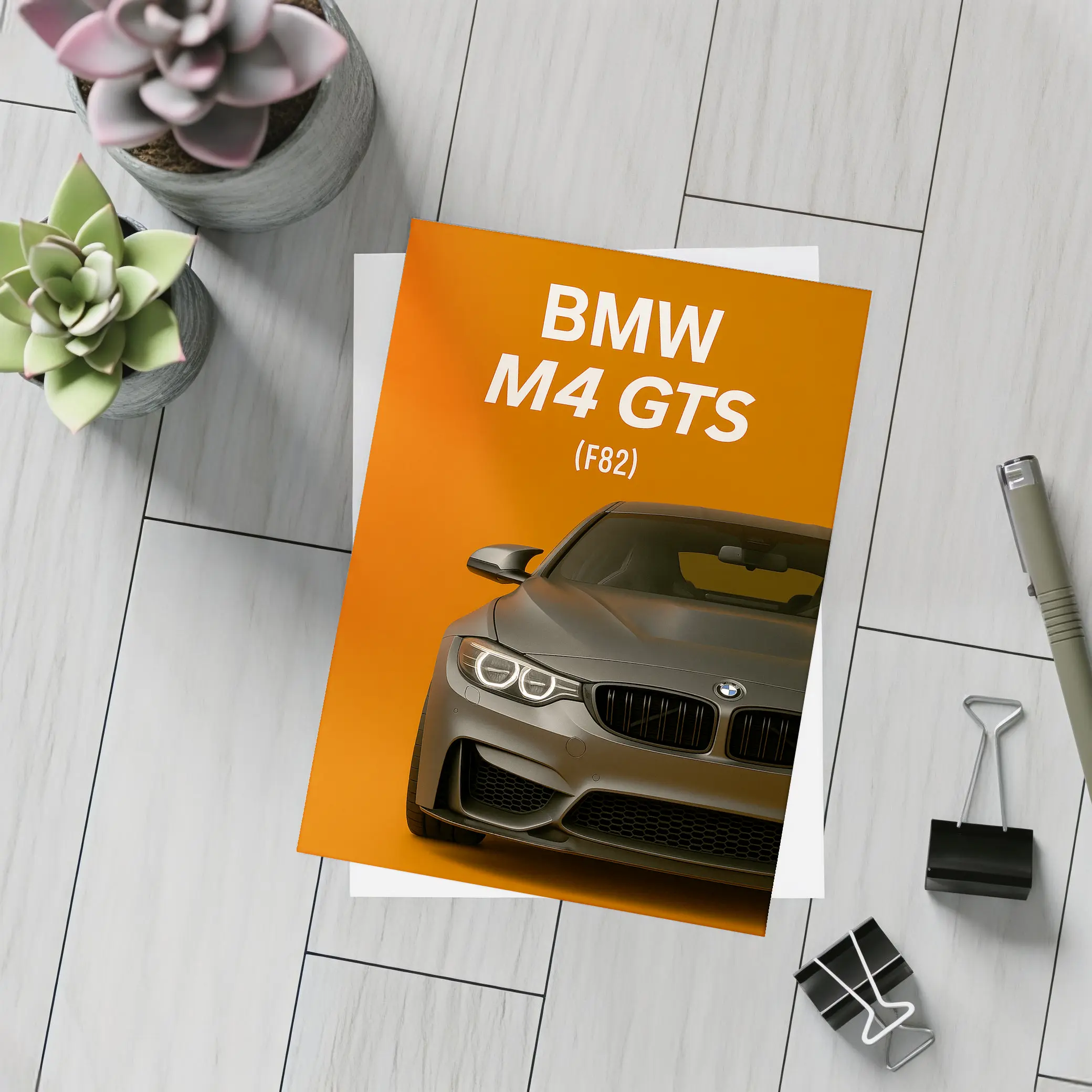 BMW M4 GTS F82 Orange Background Art – Postcards