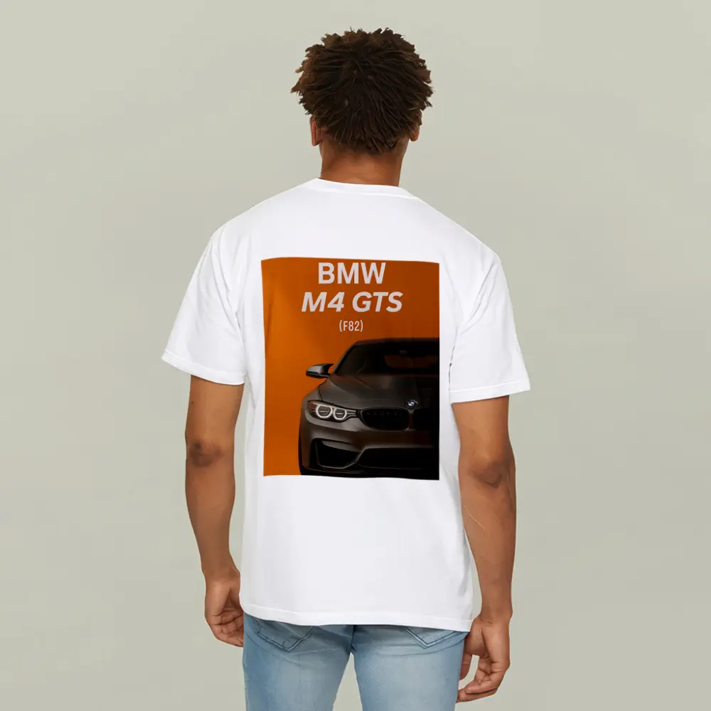 BMW M4 GTS F82 Orange Background Art – T-Shirts