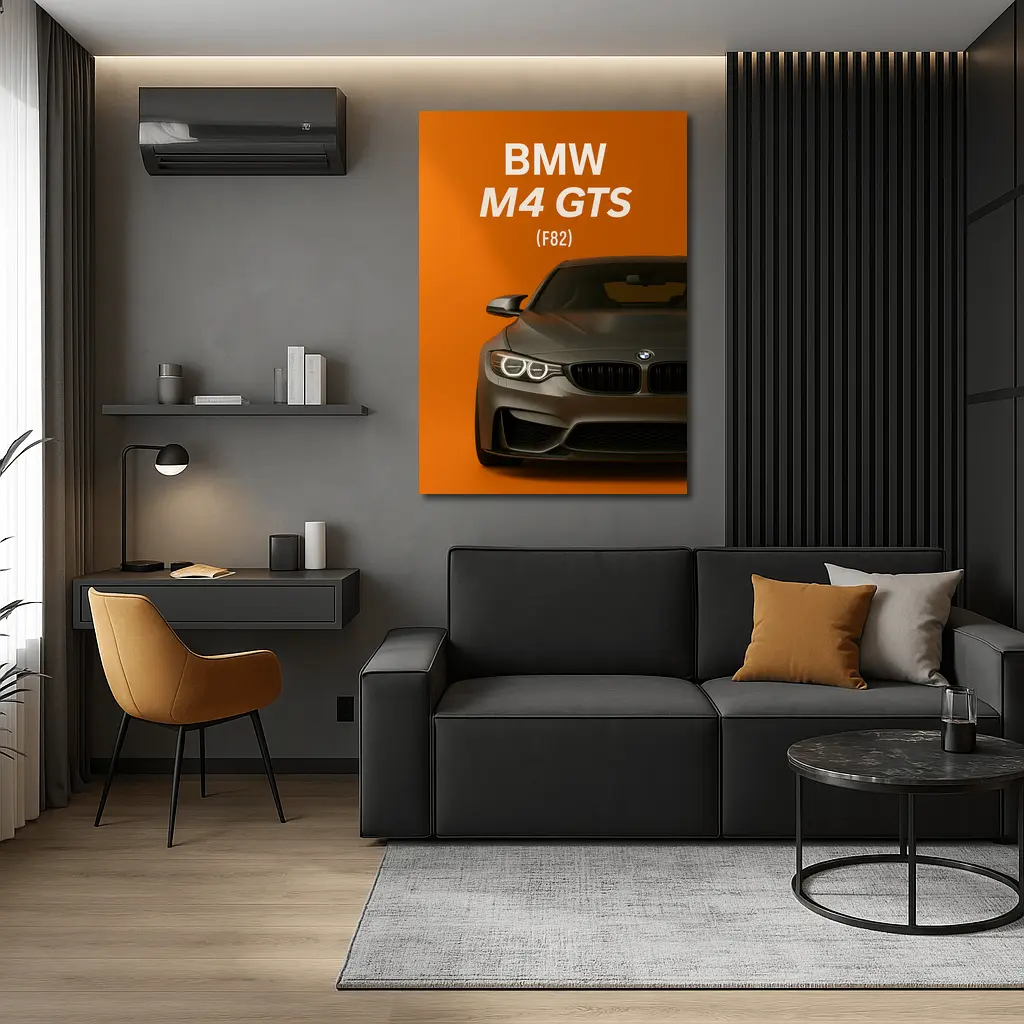 BMW M4 GTS F82 Orange Background Art – Wall Art
