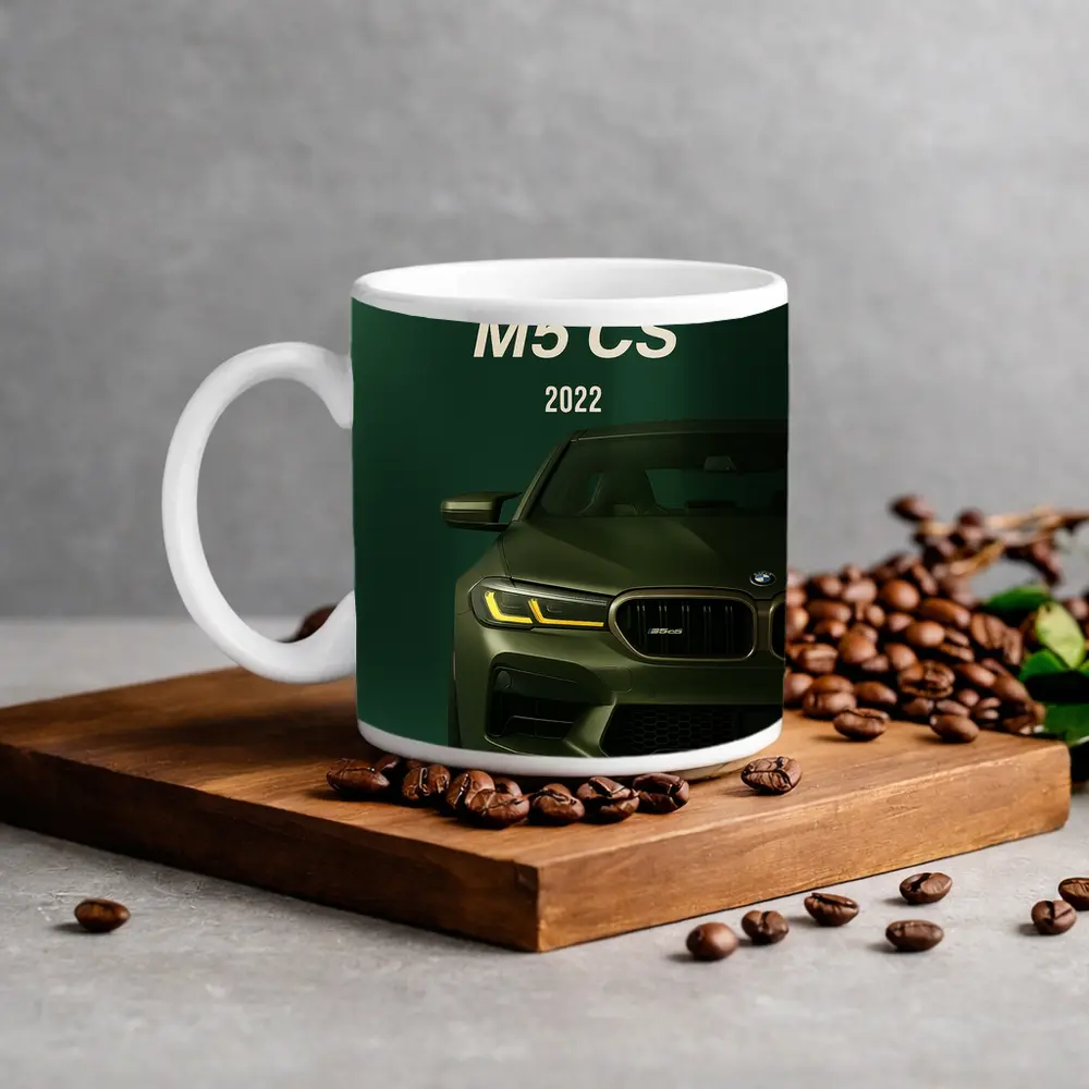 BMW M5 CS 2022 Green Front View – Mugs