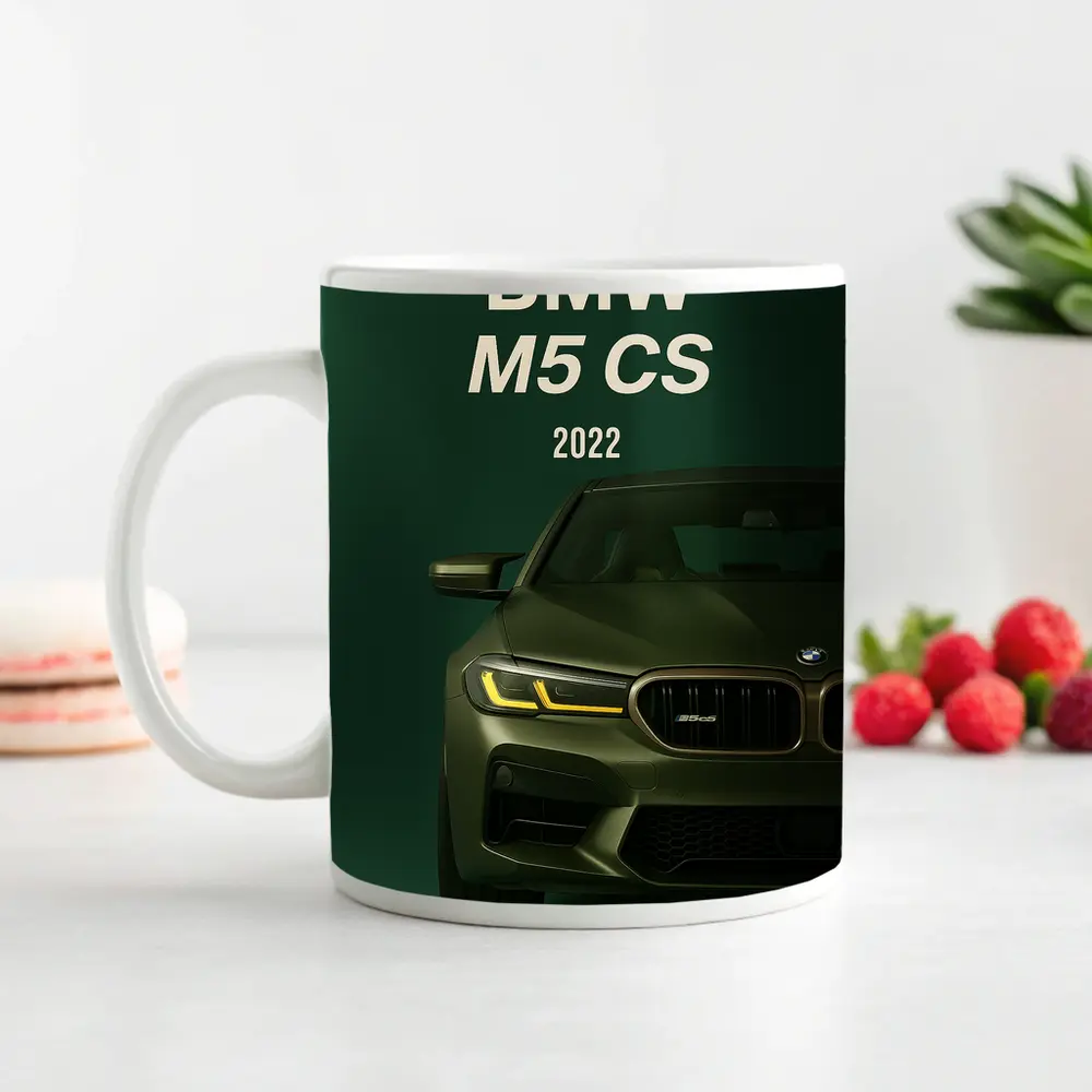BMW M5 CS 2022 Green Front View – Mugs