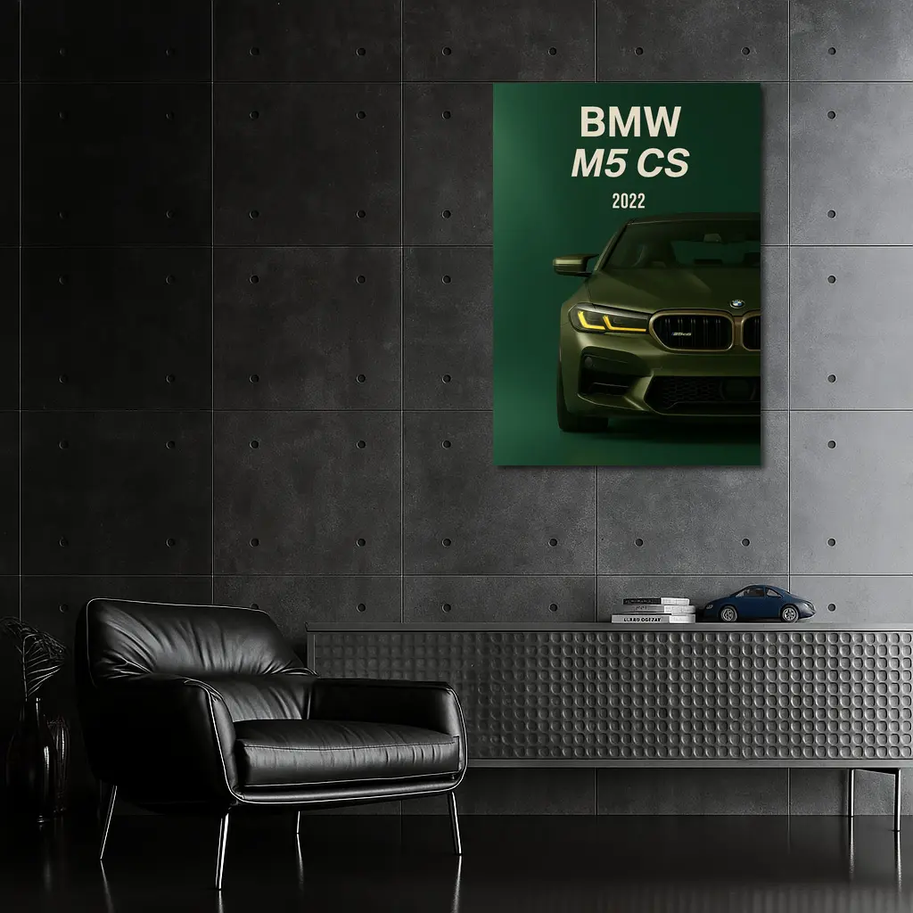 BMW M5 CS 2022 Green Front View – Wall Art