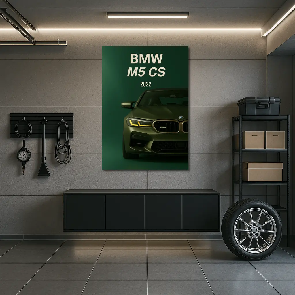BMW M5 CS 2022 Green Front View – Wall Art