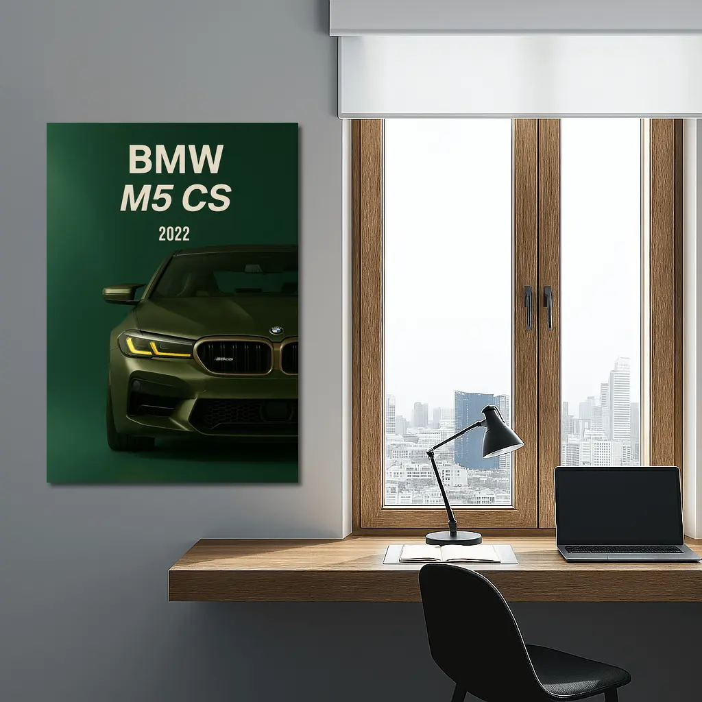 BMW M5 CS 2022 Green Front View – Wall Art