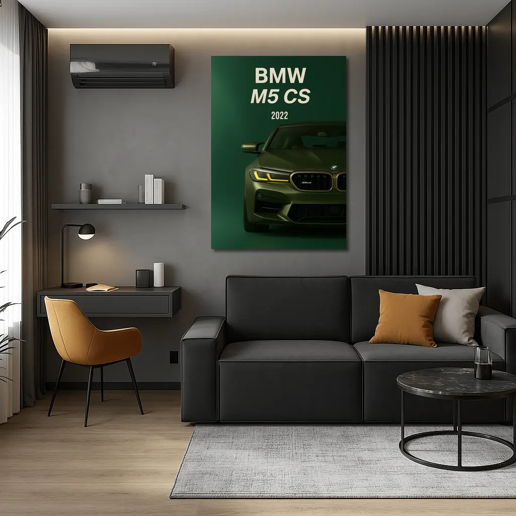 BMW M5 CS 2022 Green Front View – Wall Art