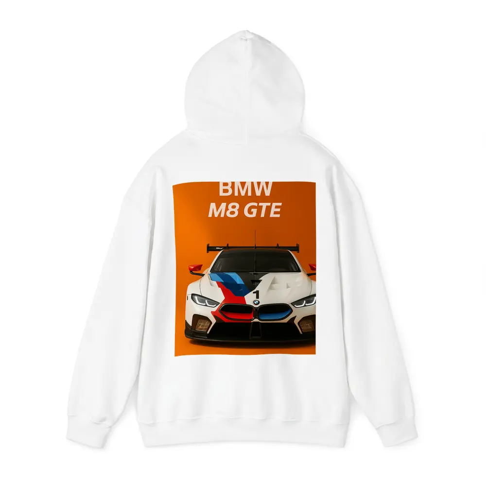 BMW M8 GTE Racing Car Orange Background – Hoodies