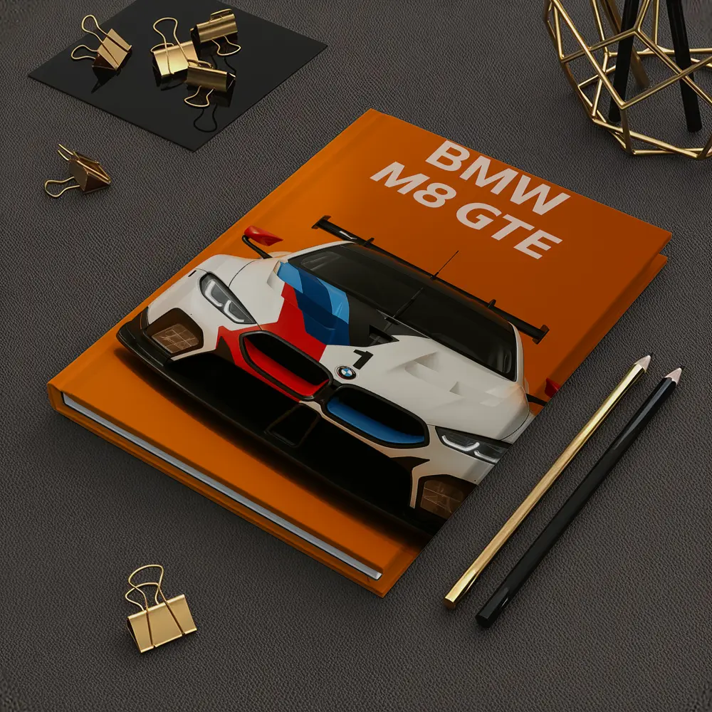 BMW M8 GTE Racing Car Orange Background – Notebooks