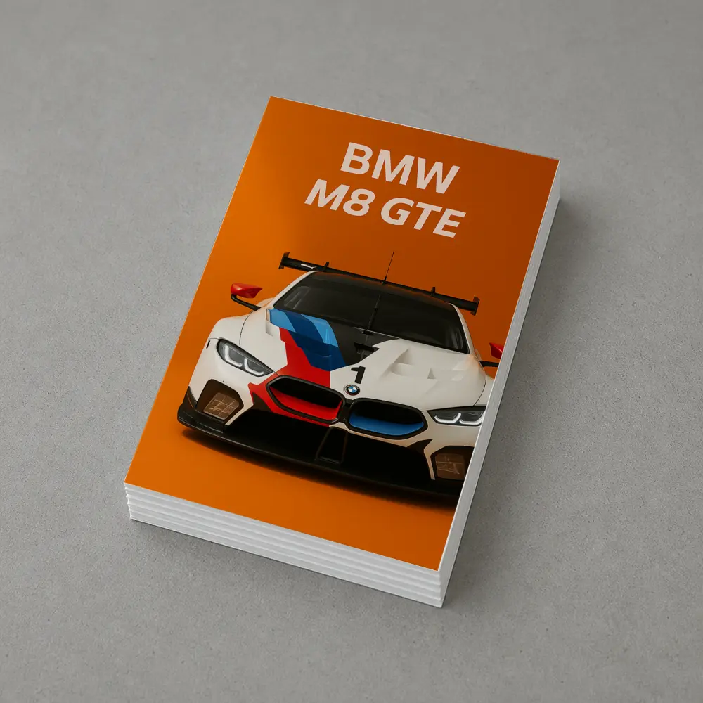 BMW M8 GTE Racing Car Orange Background – Postcards