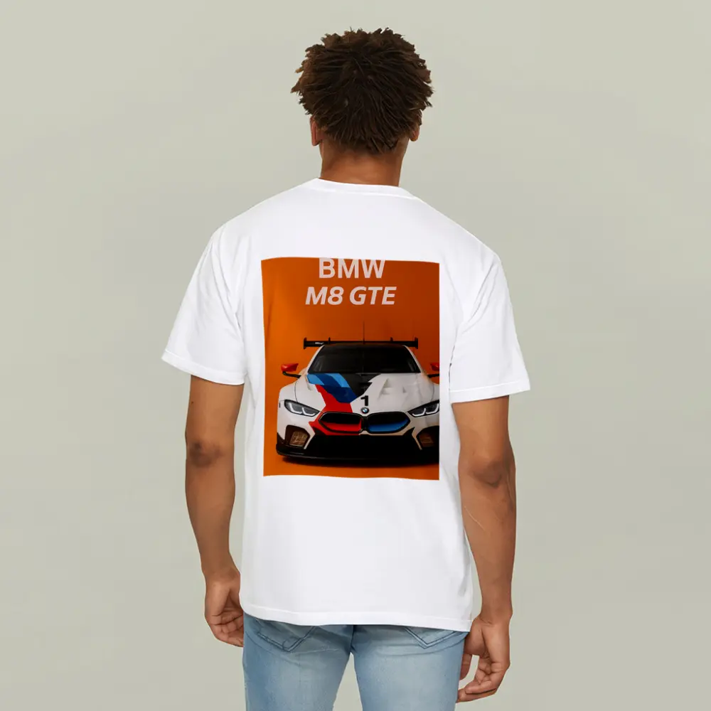 BMW M8 GTE Racing Car Orange Background – T-Shirts