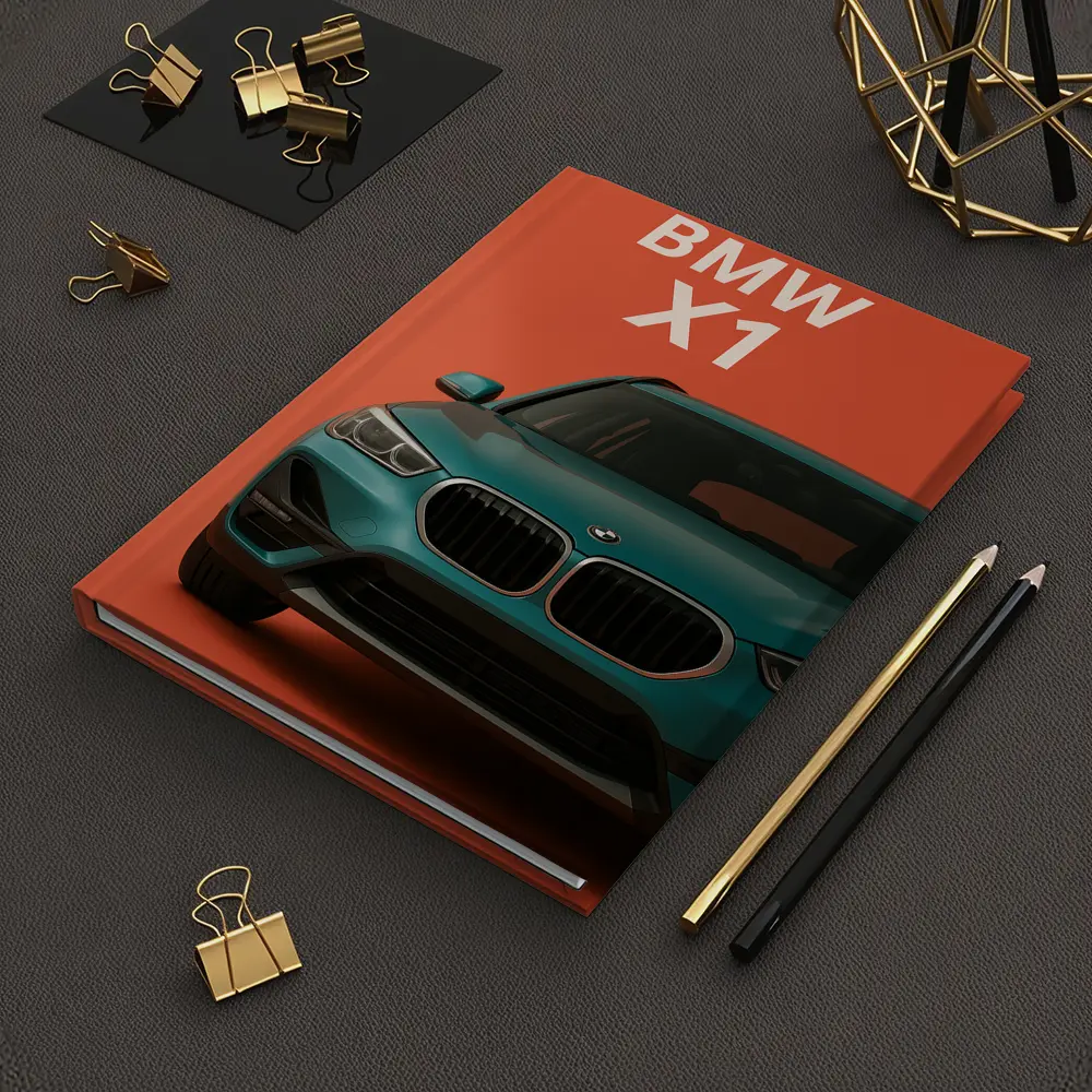 BMW X1 Teal SUV Orange Background Art – Notebooks