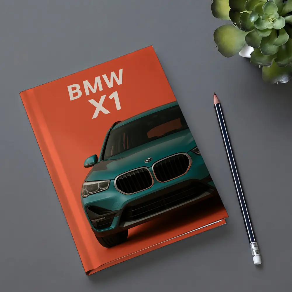 BMW X1 Teal SUV Orange Background Art – Notebooks