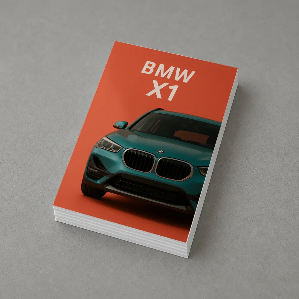BMW X1 Teal SUV Orange Background Art – Postcards
