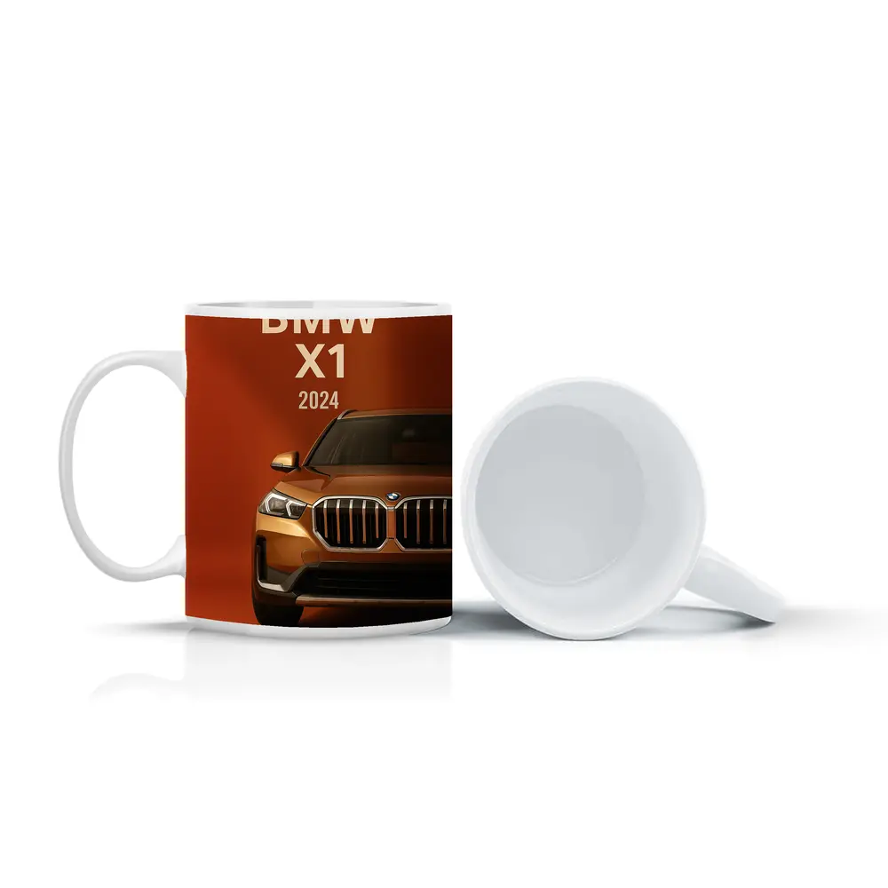 BMW X1 2024 Orange SUV Front View – Mugs
