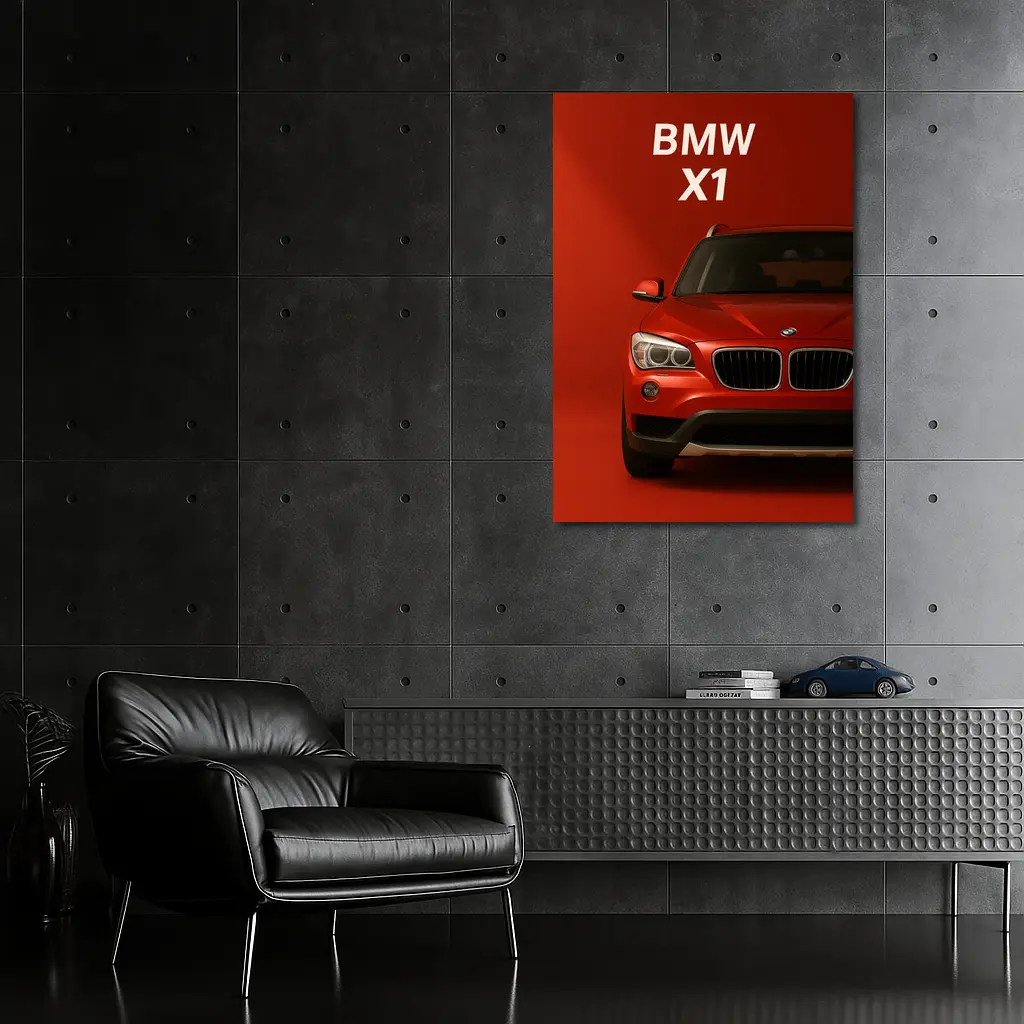 BMW X1 Red SUV Bold Red Background – Wall Art